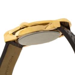 Pre Owned Roberto Cavalli Rose Gold Plated Stainless Steel Python Leather Snake R7251165917 Women's Wristwatch 37 mm