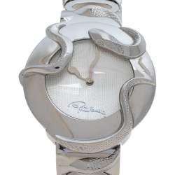 Pre Owned ساعة يد نسائية روبرتو كافالي سنك أر 7253165515 ستانلس ستيل فضية 37 مم