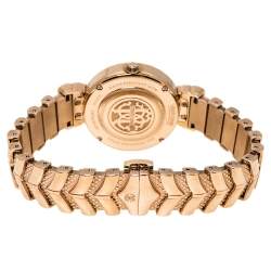 Roberto Cavalli By Franck Muller Silver Crystal Pave Rose Gold Tone Stainless Steel RV2L042M0051 Women's Wristwatch 32 mm