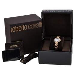 Roberto Cavalli By Franck Muller Silver Crystal Pave Rose Gold Tone Stainless Steel RV2L042M0051 Women's Wristwatch 32 mm