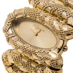 Roberto Cavalli Yellow Gold Plated Stainless Steel Cleopatra R7253195517 Women's Wristwatch 42 mm