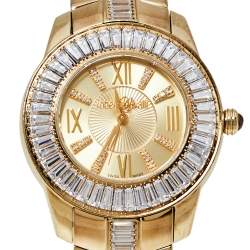 مملوكة مسبقًا Roberto Cavalli Gold Plated Stainless Steel Tempus 51839 Women's Wristwatch 37 MM