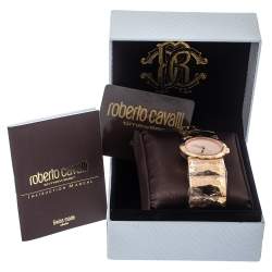 مملوكة مسبقًا Roberto Cavalli Champagne Pink Rose Gold Tone Stainless Steel R7253133517 Quartz Women's Wristwatch 36 MM