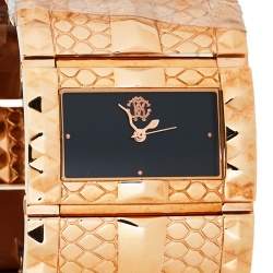 Pre Owned Roberto Cavalli Black Rose Gold Stainless Steel Keira 7253272715 Women's Wristwatch 38 MM