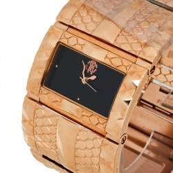 Pre Owned Roberto Cavalli Black Rose Gold Stainless Steel Keira 7253272715 Women's Wristwatch 38 MM