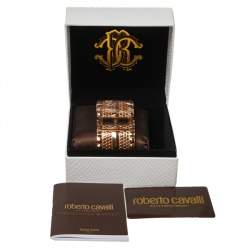 Pre Owned Roberto Cavalli Black Rose Gold Stainless Steel Keira 7253272715 Women's Wristwatch 38 MM