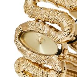 Pre Owned Roberto Cavalli Champagne Gold Tone Stainless Steel R7253195517 Cleopatra Women's Wristwatch 40MM