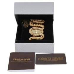 Pre Owned Roberto Cavalli Champagne Gold Tone Stainless Steel R7253195517 Cleopatra Women's Wristwatch 40MM