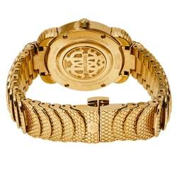 مملوكة مسبقًا Roberto Cavalli By Frank Muller Green Gold Plated Stainless Steel Diamond Women's Wristwatch 34 mm