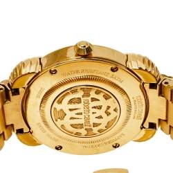 مملوكة مسبقًا Roberto Cavalli By Frank Muller Green Gold Plated Stainless Steel Diamond Women's Wristwatch 34 mm