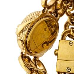 Pre Owned Roberto Cavalli Gold Tone Stainless Steel Snake Women's Wristwatch 34mm