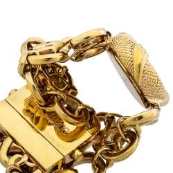 Pre Owned Roberto Cavalli Gold Tone Stainless Steel Snake Women's Wristwatch 34mm