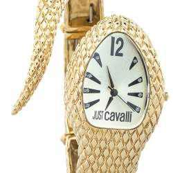 Pre Owned Just Cavalli Gold Plated Stainless Steel Serpent Bracelet Poison R7253153517 Women's Wristwatch 27 mm