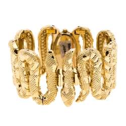 Pre Owned Roberto Cavalli Yellow Gold Plated Stainless Steel Cleopatra R7253195517 Women's Wristwatch 40 mm