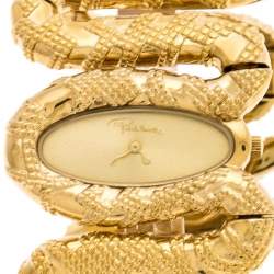 Pre Owned Roberto Cavalli Yellow Gold Plated Stainless Steel Cleopatra R7253195517 Women's Wristwatch 40 mm