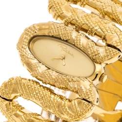 Pre Owned Roberto Cavalli Yellow Gold Plated Stainless Steel Cleopatra R7253195517 Women's Wristwatch 40 mm