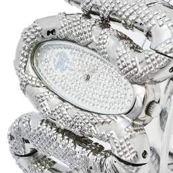 Pre Owned Roberto Cavalli Silver Stainless Steel Cleopatra R7253195615 Women's Wristwatch 40 mm