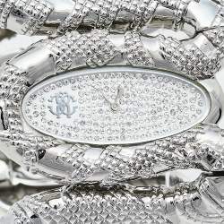 Pre Owned Roberto Cavalli Silver Stainless Steel Cleopatra R7253195615 Women's Wristwatch 40 mm