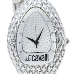 Pre Owned Just Cavalli Silver Stainless Steel Serpent Bracelet Poison JC7253153515 Women's Wristwatch 27 mm
