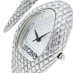 Pre Owned Just Cavalli Silver Stainless Steel Serpent Bracelet Poison JC7253153515 Women's Wristwatch 27 mm