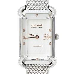 مملوكة مسبقًا Roberto Cavalli By Franck Muller Silver Stainless Steel Diamonds 2L003 Women's Wristwatch 21 mm