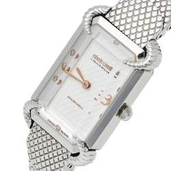 مملوكة مسبقًا Roberto Cavalli By Franck Muller Silver Stainless Steel Diamonds 2L003 Women's Wristwatch 21 mm