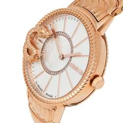 Roberto Cavalli By Franck Muller Mother of Pearl Gold Plated Stainless Steel Snake 2L022.6 Women's Wristwatch 34 mm