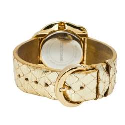 Roberto Cavalli Champagne Gold Plated Stainless Steel Snake 7251165617 Women's Wristwatch 37 mm