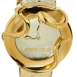 Roberto Cavalli Champagne Gold Plated Stainless Steel Snake 7251165617 Women's Wristwatch 37 mm