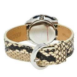 Pre Owned Roberto Cavalli Brown Stainless Steel Python Leather Snake SWL010 Women's Wristwatch 37 mm