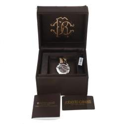 Pre Owned Roberto Cavalli Brown Stainless Steel Python Leather Snake SWL010 Women's Wristwatch 37 mm