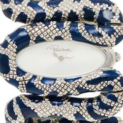 Pre Owned Roberto Cavalli Silver Stainless Steel Cleopatra R7253195635 Women's Wristwatch 40 mm