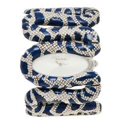 Pre Owned Roberto Cavalli Silver Stainless Steel Cleopatra R7253195635 Women's Wristwatch 40 mm