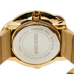 Roberto Cavalli Gold Plated Stainless Steel Snake 7251165817 Women's Wristwatch 38 mm