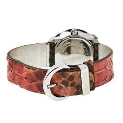 Pre Owned Roberto Cavalli Maroon Stainless Steel Diamonds Snake 7251165523 Women's Wristwatch 38 mm