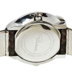 Pre Owned Roberto Cavalli Maroon Stainless Steel Diamonds Snake 7251165523 Women's Wristwatch 38 mm