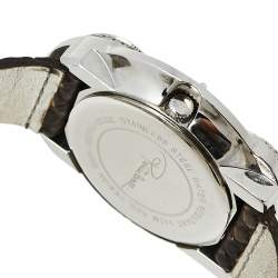 Pre Owned Roberto Cavalli Maroon Stainless Steel Diamonds Snake 7251165523 Women's Wristwatch 38 mm