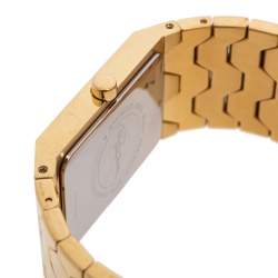 Pre Owned Roberto Cavalli Gold Plated Stainless Steel Beehive R7253139565 Women's Wristwatch 25 mm