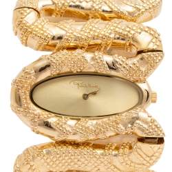 Pre Owned Roberto Cavalli Yellow Gold Plated Stainless Steel Cleopatra R7253195517 Women's Wristwatch 40 mm