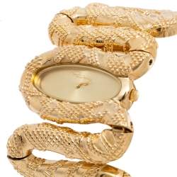 Pre Owned Roberto Cavalli Yellow Gold Plated Stainless Steel Cleopatra R7253195517 Women's Wristwatch 40 mm