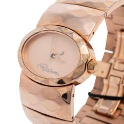 Pre Owned Roberto Cavalli Champagne Pink Rose Gold Plated Stainless Steel R7253133517 Women's Wristwatch 36 MM