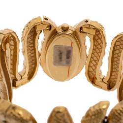 Pre Owned Roberto Cavalli Yellow Gold Plated Stainless Steel Cleopatra R7253195517 Women's Wristwatch 40 mm