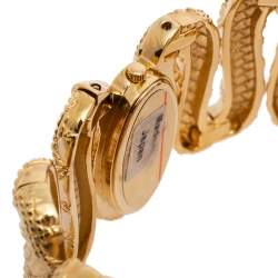 Pre Owned Roberto Cavalli Yellow Gold Plated Stainless Steel Cleopatra R7253195517 Women's Wristwatch 40 mm