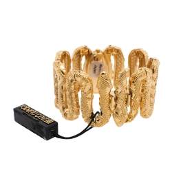 Pre Owned Roberto Cavalli Yellow Gold Plated Stainless Steel Cleopatra R7253195517 Women's Wristwatch 40 mm
