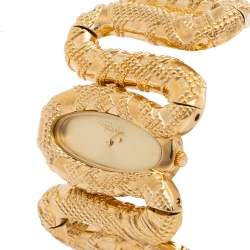 Pre Owned Roberto Cavalli Yellow Gold Plated Stainless Steel Cleopatra R7253195517 Women's Wristwatch 40 mm