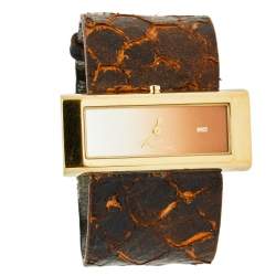 Pre Owned Roberto Cavalli Multicolor Yellow gold Plated Stainless Steel Python R7251112017 Women's Wristwatch 44 mm