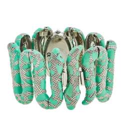 مملوكة مسبقًا Roberto Cavalli Silver Enamel Stainless Steel Cleopatra R7253195535 Women's Wristwatch 40 mm