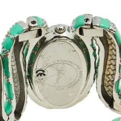 مملوكة مسبقًا Roberto Cavalli Silver Enamel Stainless Steel Cleopatra R7253195535 Women's Wristwatch 40 mm