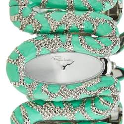 مملوكة مسبقًا Roberto Cavalli Silver Enamel Stainless Steel Cleopatra R7253195535 Women's Wristwatch 40 mm