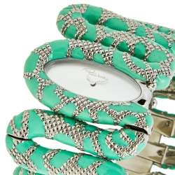 مملوكة مسبقًا Roberto Cavalli Silver Enamel Stainless Steel Cleopatra R7253195535 Women's Wristwatch 40 mm